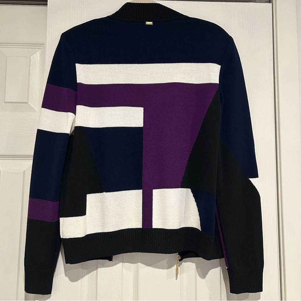 St John Colorblock Zip-Up Sweater Bomber Jacket size medium - Picture 7 of 7